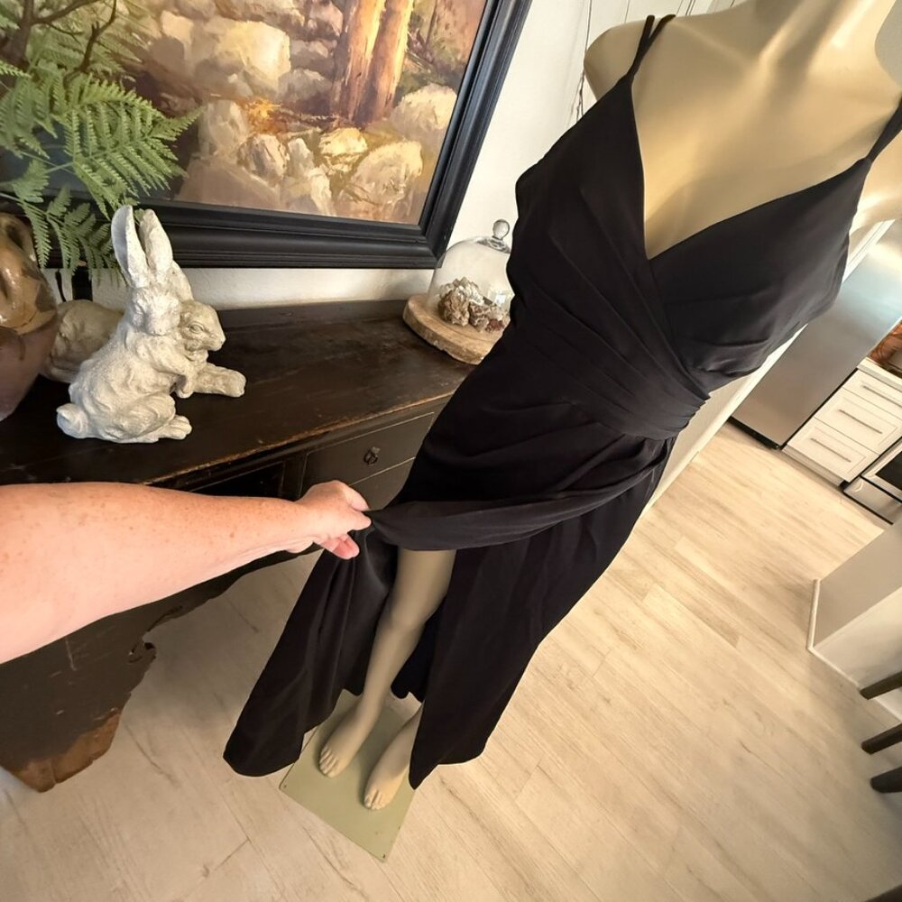 foryoudress Black Full Length deep V Cut Neckline w/ Full Open Back Formal Gown